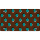 Teal Polka Dots Brown Metal Novelty License Plate 4" x 2.2" (MLP)