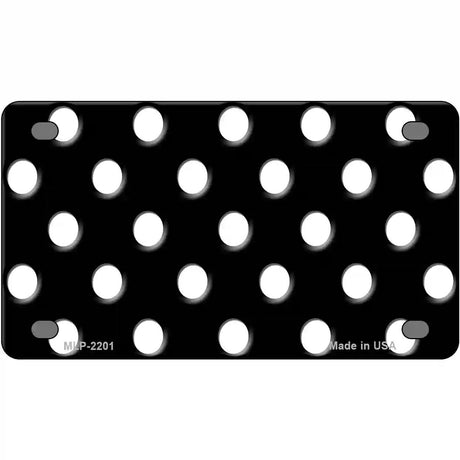 White Polka Dots Black Metal Novelty License Plate 4" x 2.2" (MLP)