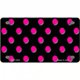Hot Pink Polka Dots Black Metal Novelty License Plate 4" x 2.2" (MLP)