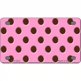 Chocolate Brown Polka Dots Pink Metal Novelty License Plate 4" x 2.2" (MLP)