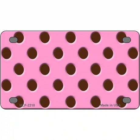 Chocolate Brown Polka Dots Pink Metal Novelty License Plate 4" x 2.2" (MLP)