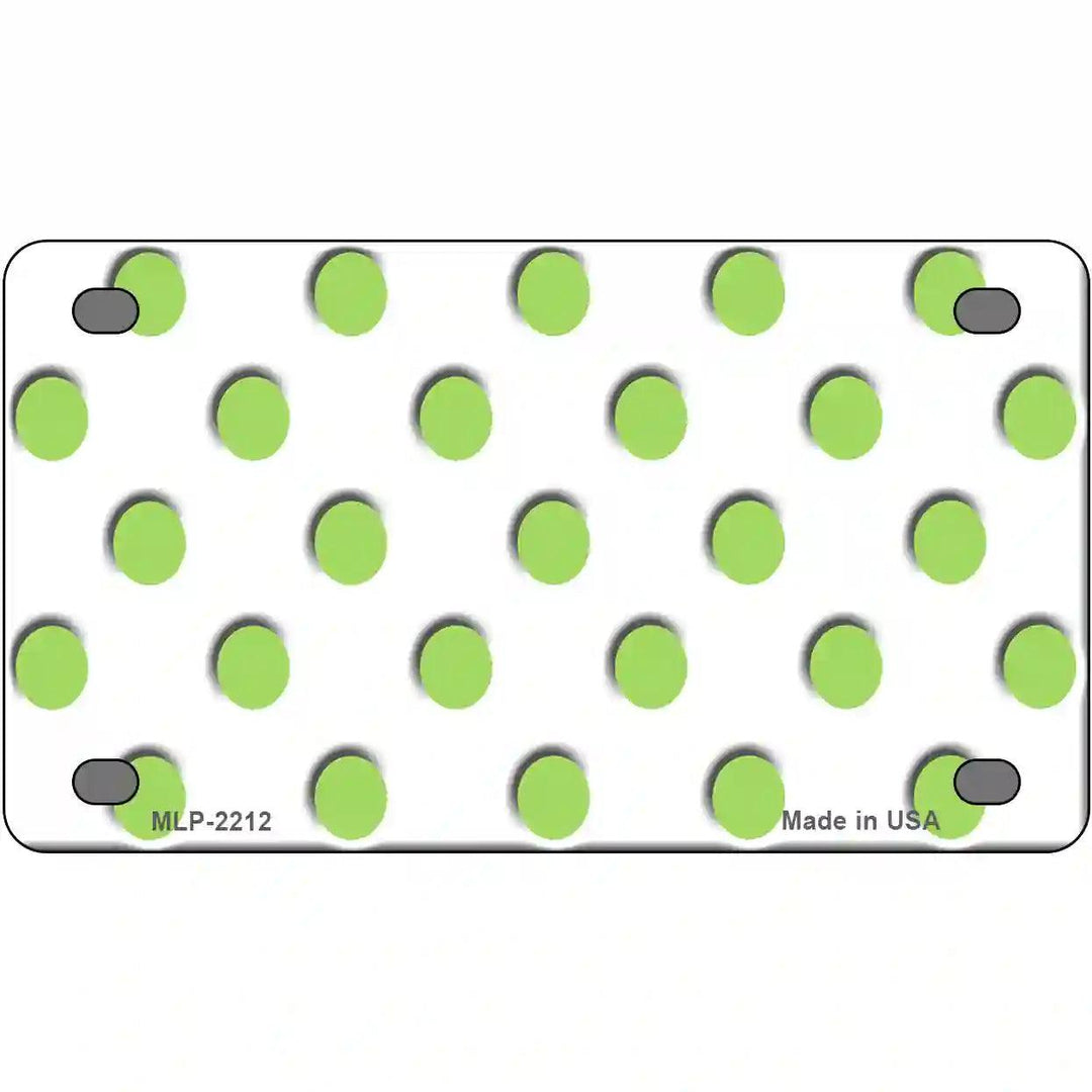 Lime Green Polka Dots White Metal Novelty License Plate 4" x 2.2" (MLP)