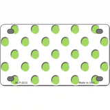 Lime Green Polka Dots White Metal Novelty License Plate 4" x 2.2" (MLP)