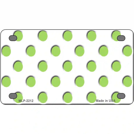 Lime Green Polka Dots White Metal Novelty License Plate 4" x 2.2" (MLP)