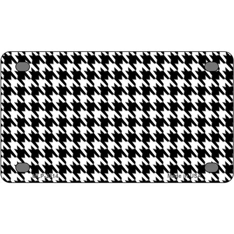 White Black Houndstooth Metal Novelty License Plate 4" x 2.2" (MLP)