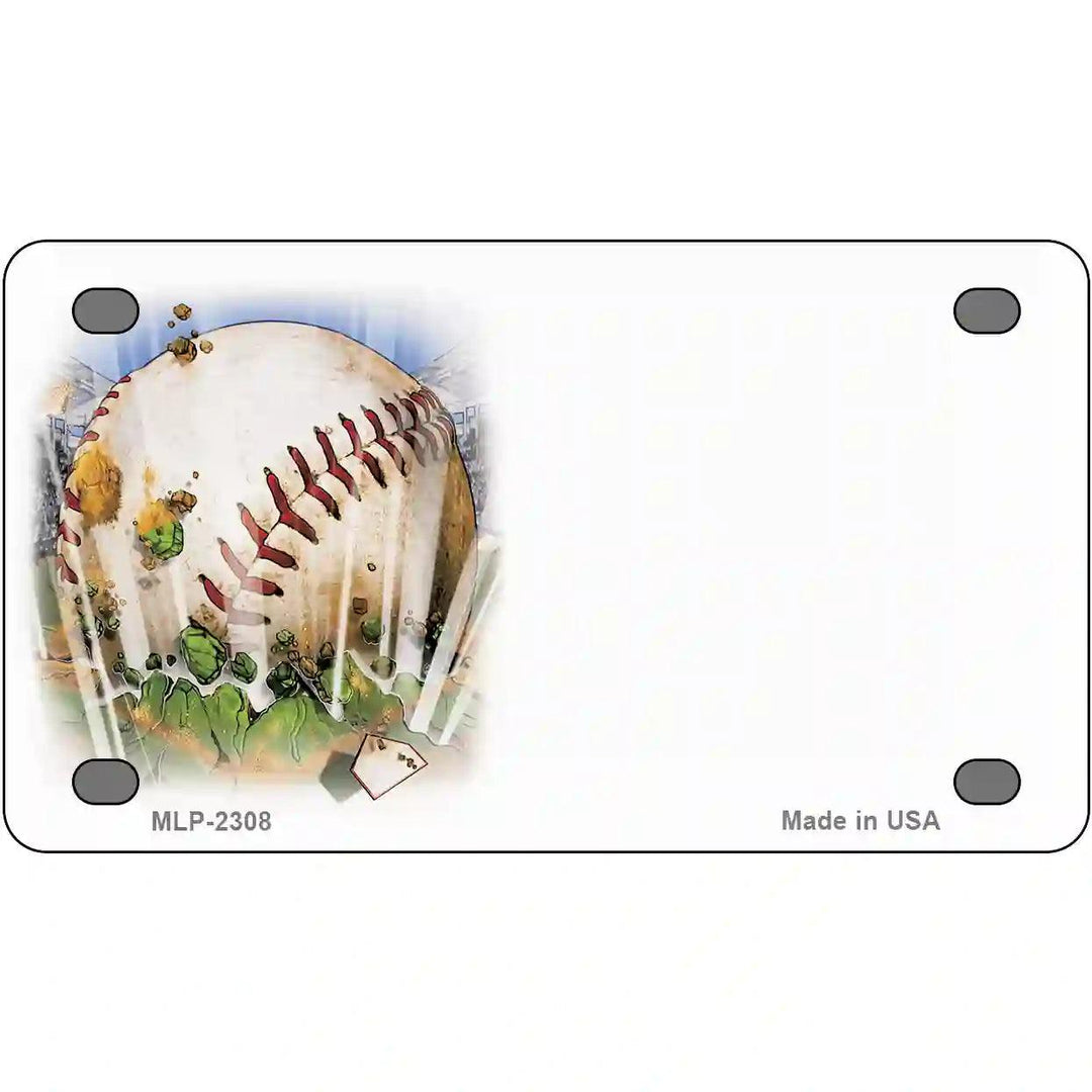 Baseball Offset Metal Novelty License Plate 4" x 2.2" (MLP)