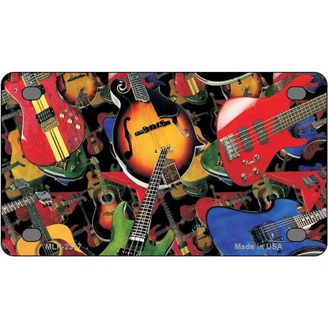 Guitars Black Metal Novelty License Plate 4" x 2.2" (MLP)