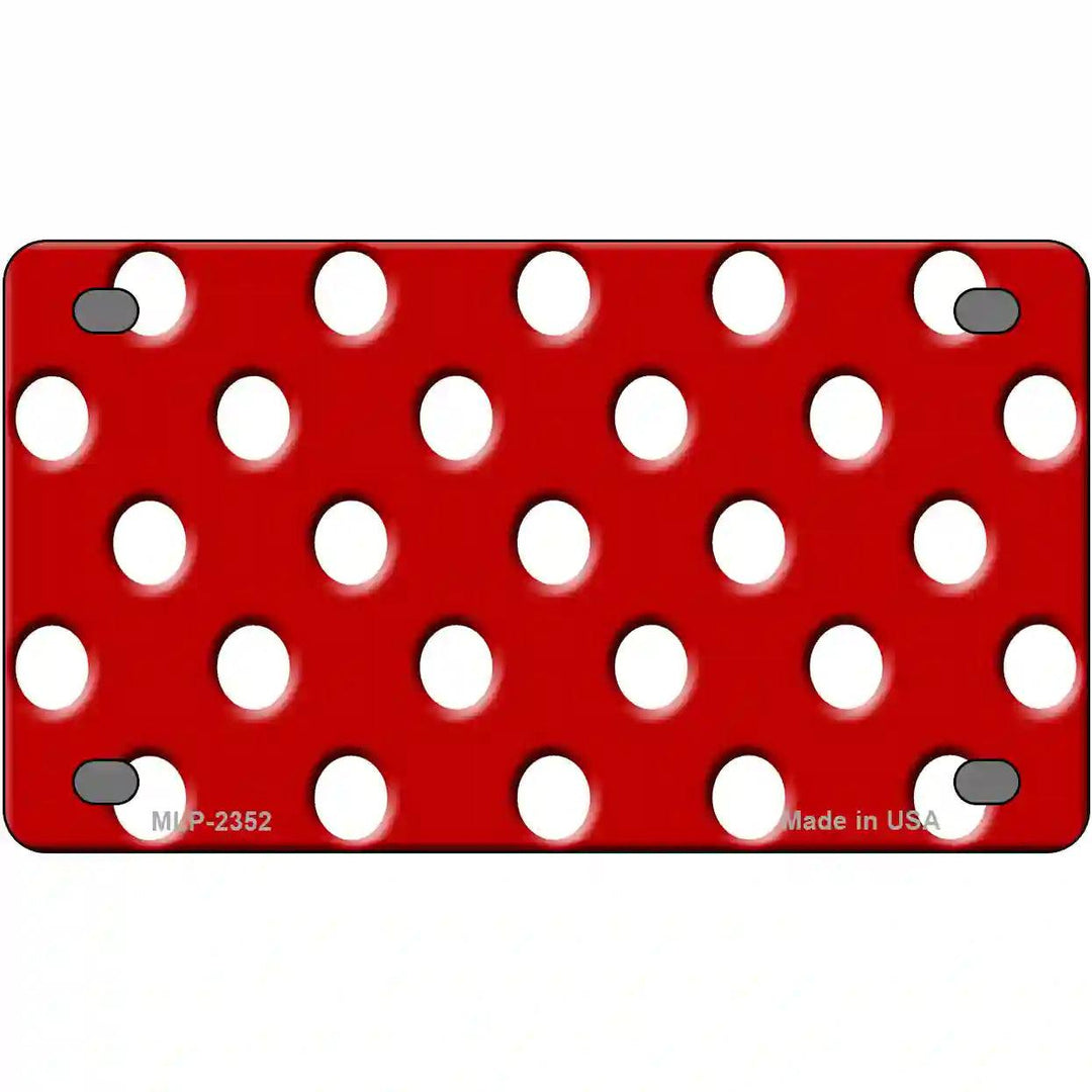 White Polka Dots Red Metal Novelty License Plate 4" x 2.2" (MLP)