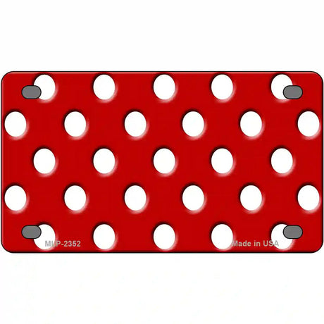 White Polka Dots Red Metal Novelty License Plate 4" x 2.2" (MLP)