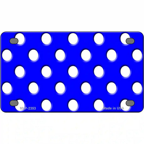 White Polka Dots Royal Blue Metal Novelty License Plate 4" x 2.2" (MLP)