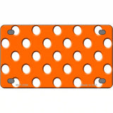 White Polka Dots Orange Metal Novelty License Plate 4" x 2.2" (MLP)