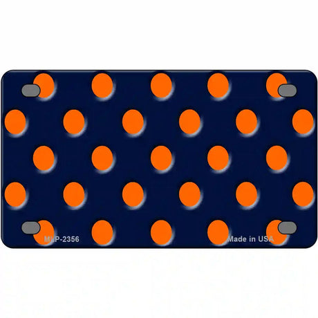 Orange Polka Dots Navy Blue Metal Novelty License Plate 4" x 2.2" (MLP)