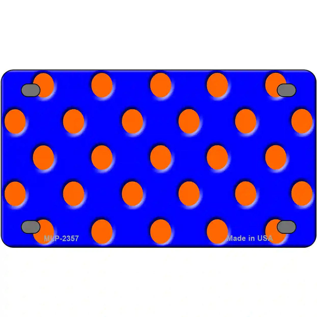 Orange Polka Dots Royal Blue Metal Novelty License Plate 4" x 2.2" (MLP)