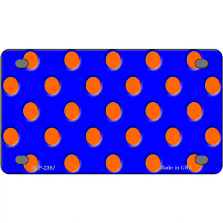 Orange Polka Dots Royal Blue Metal Novelty License Plate 4" x 2.2" (MLP)