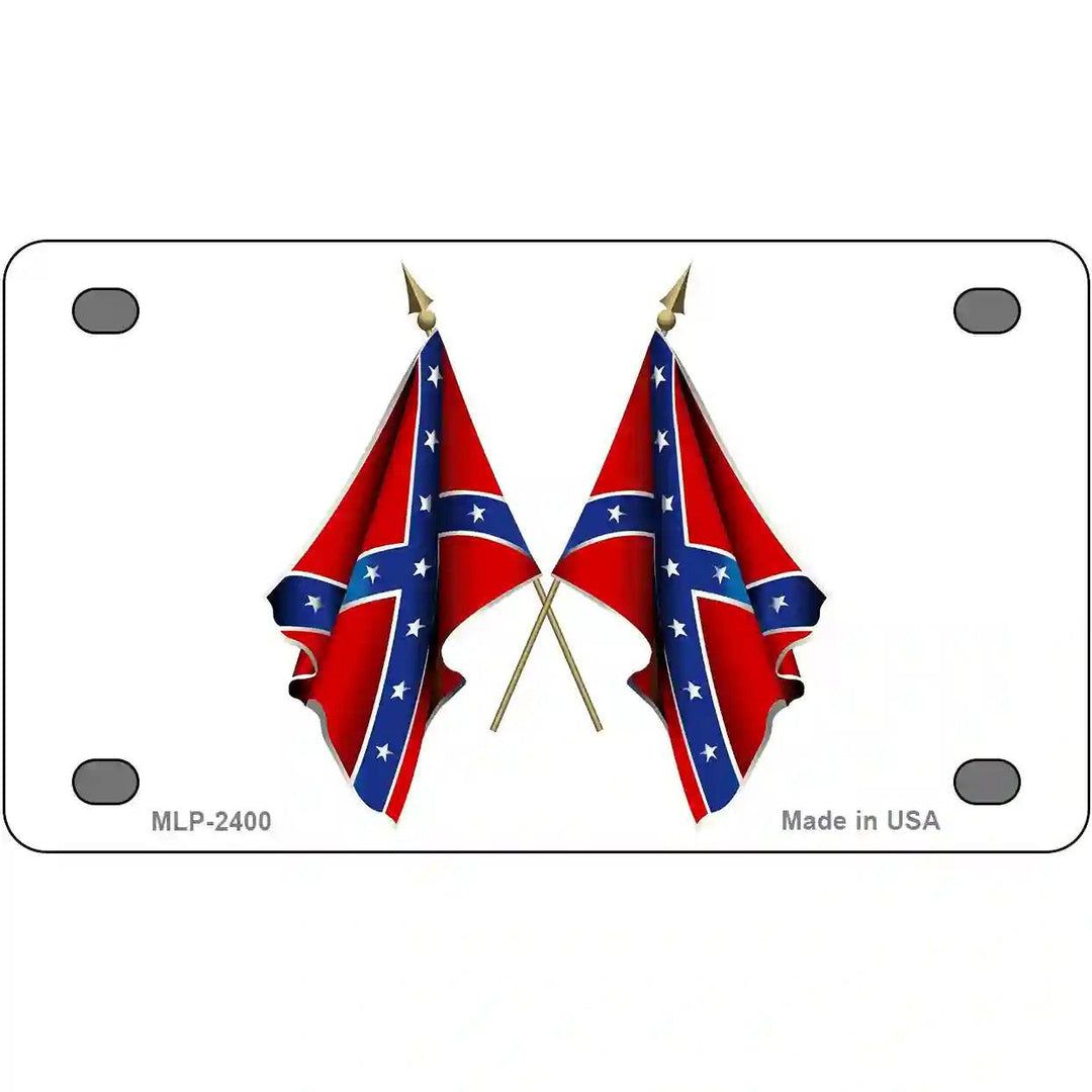 Confederate Crossed Flags Metal Novelty License Plate 4" x 2.2" (MLP)