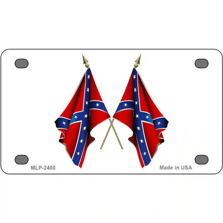 Confederate Crossed Flags Metal Novelty License Plate 4" x 2.2" (MLP)