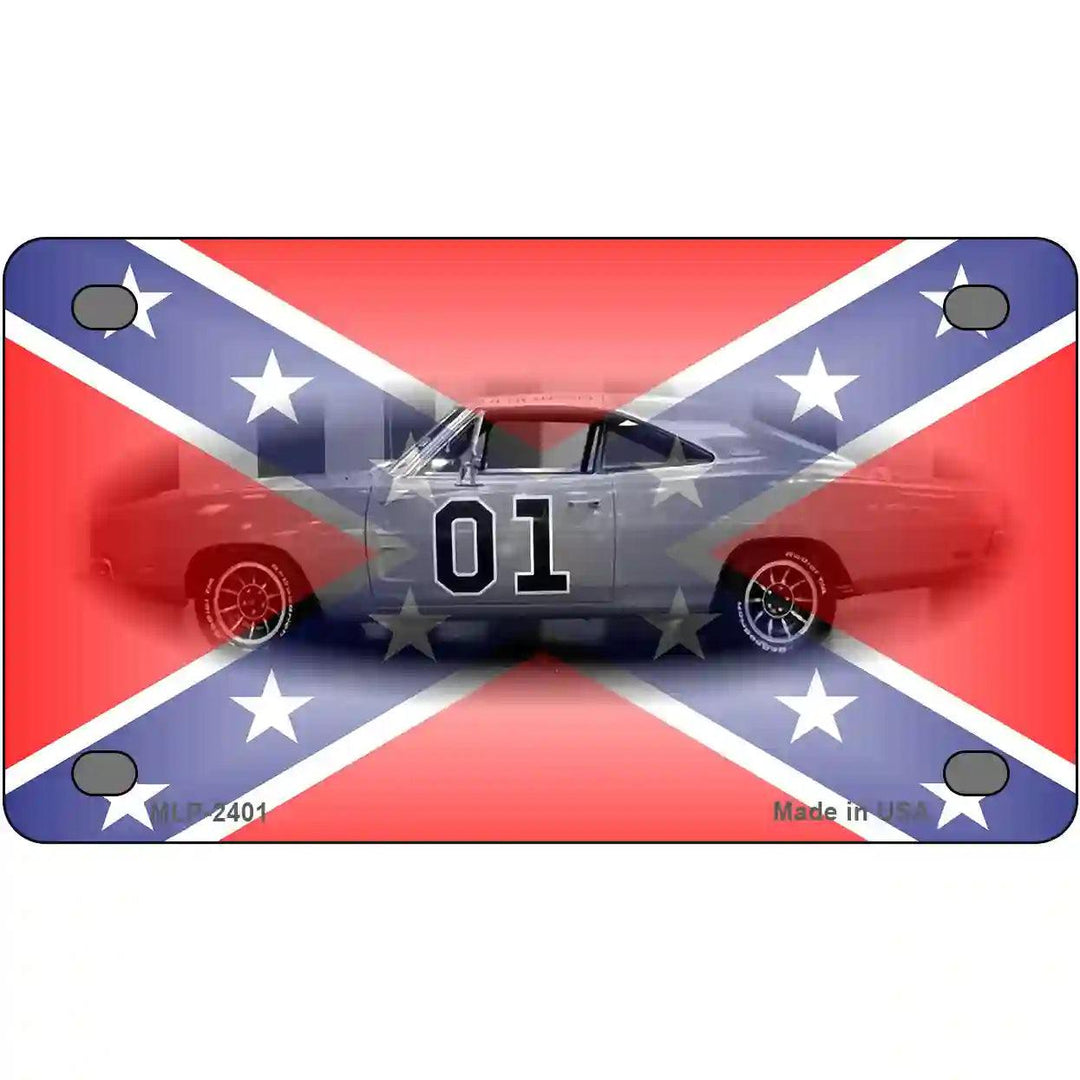 Confederate Flag Charger Metal Novelty License Plate 4" x 2.2" (MLP)