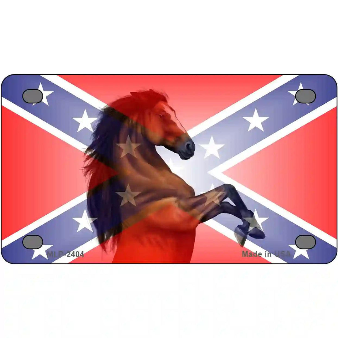 Confederate Flag Stallion Horse Metal Novelty License Plate 4" x 2.2" (MLP)