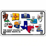 Route 66 Historic 8 Flags Metal Novelty License Plate 4" x 2.2" (MLP)