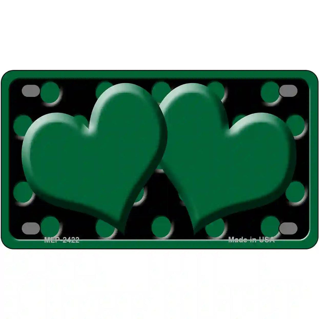 Green Black Polka Dot Green Center Hearts Novelty License Plate 4" x 2.2" (MLP)