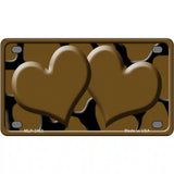 Brown Black Giraffe Brown Centered Hearts Novelty License Plate 4" x 2.2" (MLP)