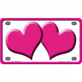 Solid Pink Centered Hearts White Novelty License Plate 4" x 2.2" (MLP)
