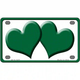 Solid Green Centered Hearts White Novelty License Plate 4" x 2.2" (MLP)