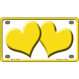 Solid Yellow Centered Hearts White Novelty License Plate 4" x 2.2" (MLP)