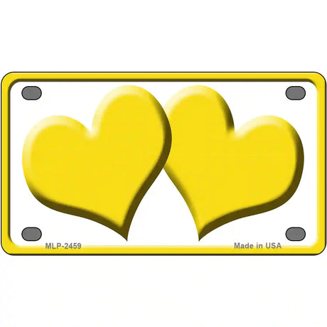 Solid Yellow Centered Hearts White Novelty License Plate 4" x 2.2" (MLP)
