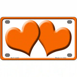 Solid Orange Centered Hearts White Novelty License Plate 4" x 2.2" (MLP)