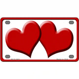 Solid Red Centered Hearts White Novelty License Plate 4" x 2.2" (MLP)