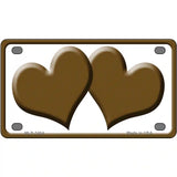 Solid Brown Centered Hearts White Novelty License Plate 4" x 2.2" (MLP)
