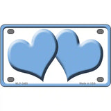 Solid Light Blue Centered Hearts White Novelty License Plate 4" x 2.2" (MLP)