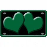 Solid Green Centered Hearts Black Novelty License Plate 4" x 2.2" (MLP)