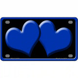 Solid Blue Centered Hearts Black Novelty License Plate 4" x 2.2" (MLP)