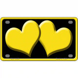 Solid Yellow Centered Hearts Black Novelty License Plate 4" x 2.2" (MLP)