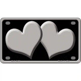 Solid Grey Centered Hearts Black Novelty License Plate 4" x 2.2" (MLP)