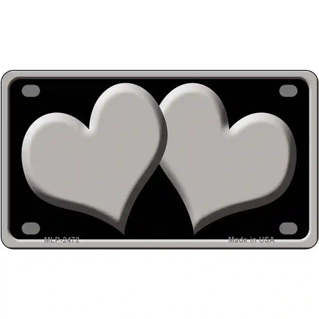 Solid Grey Centered Hearts Black Novelty License Plate 4" x 2.2" (MLP)