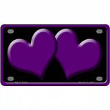 Solid Purple Centered Hearts Black Novelty License Plate 4" x 2.2" (MLP)