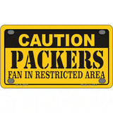 Caution Packers Metal Novelty License Plate 4" x 2.2" (MLP)