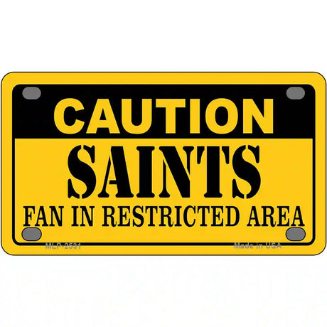 Caution Saints Metal Novelty License Plate 4" x 2.2" (MLP)