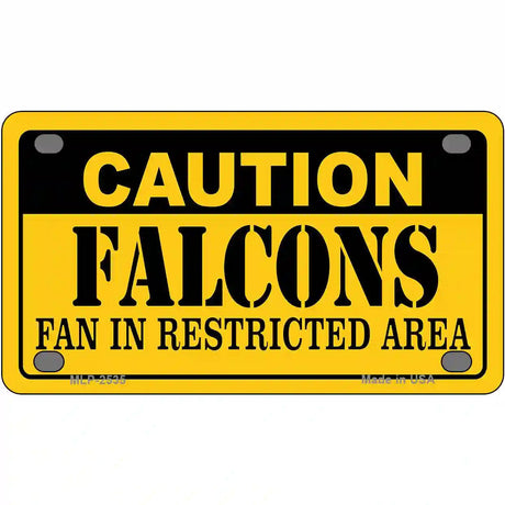 Caution Falcons Metal Novelty License Plate 4" x 2.2" (MLP)