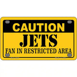 Caution Jets Metal Novelty License Plate 4" x 2.2" (MLP)