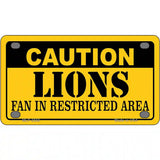 Caution Lions Metal Novelty License Plate 4" x 2.2" (MLP)