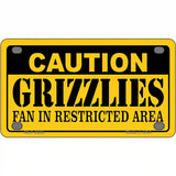 Caution Grizzlies Fan Metal Novelty License Plate 4" x 2.2" (MLP)