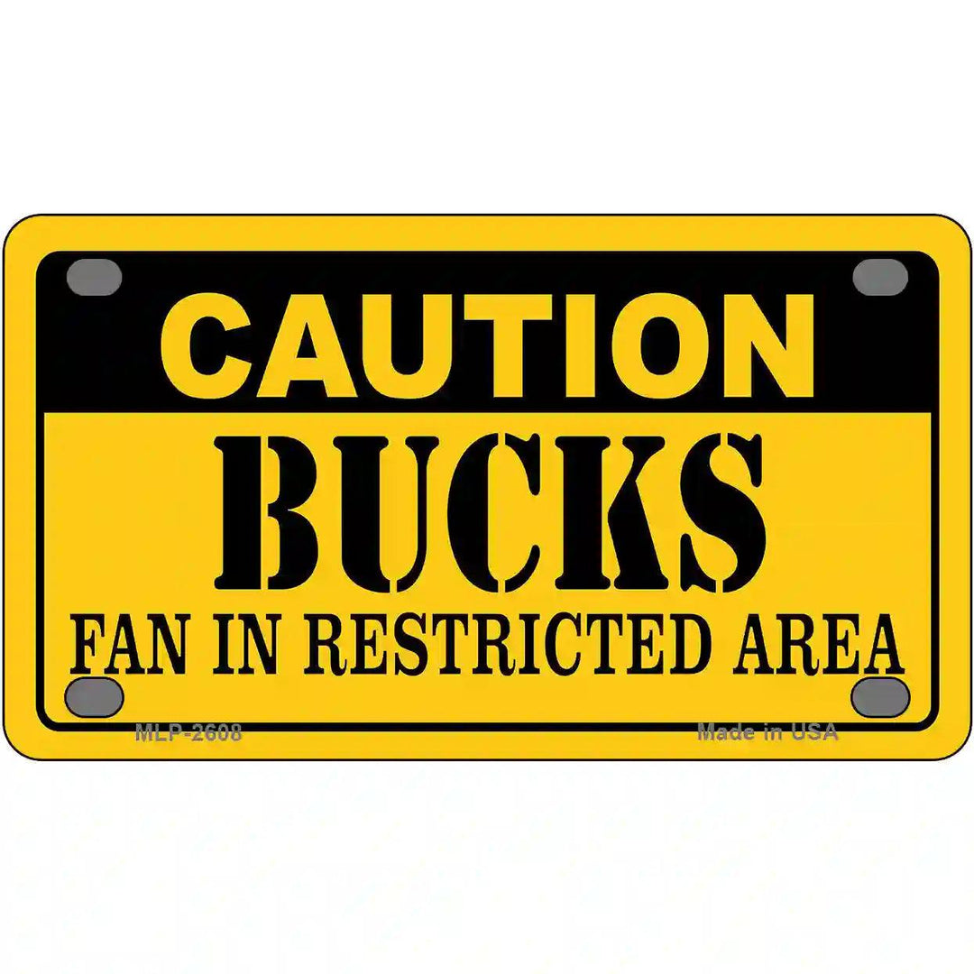 Caution Bucks Fan Metal Novelty License Plate 4" x 2.2" (MLP)