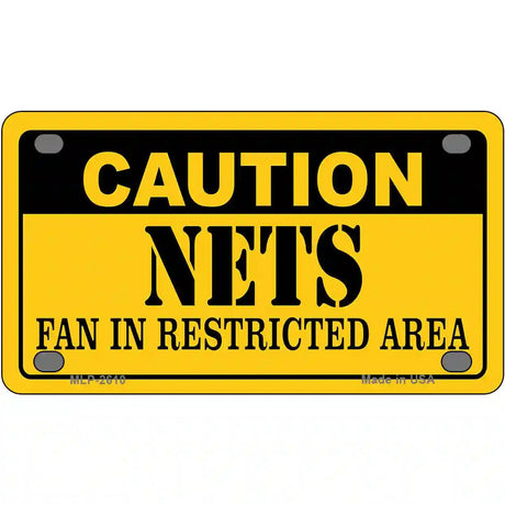 Caution Nets Fan Metal Novelty License Plate 4" x 2.2" (MLP)