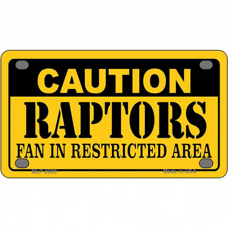 Caution Raptors Fan Metal Novelty License Plate 4" x 2.2" (MLP)