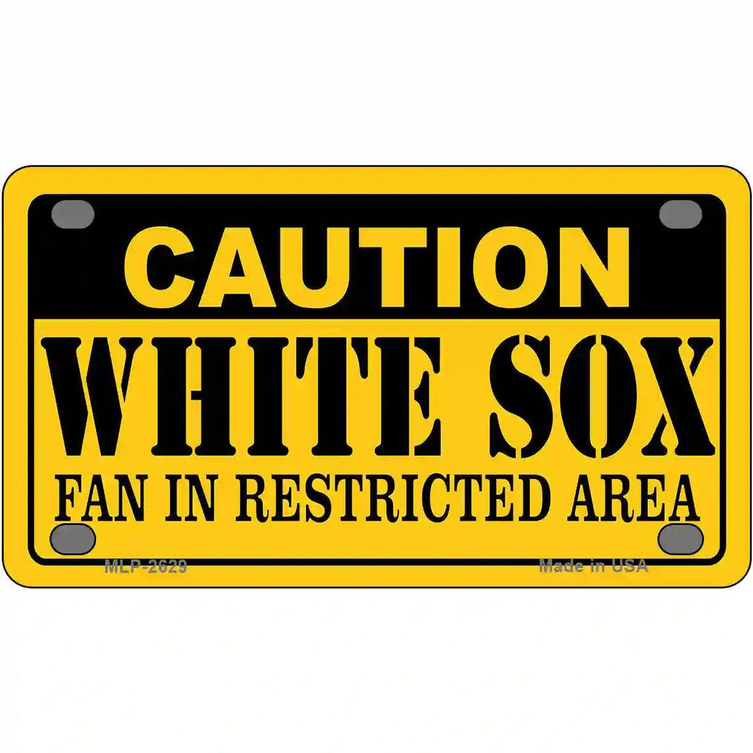 Caution White Sox Fan Metal Novelty License Plate 4" x 2.2" (MLP)
