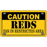 Caution Reds Fan Metal Novelty License Plate 4" x 2.2" (MLP)